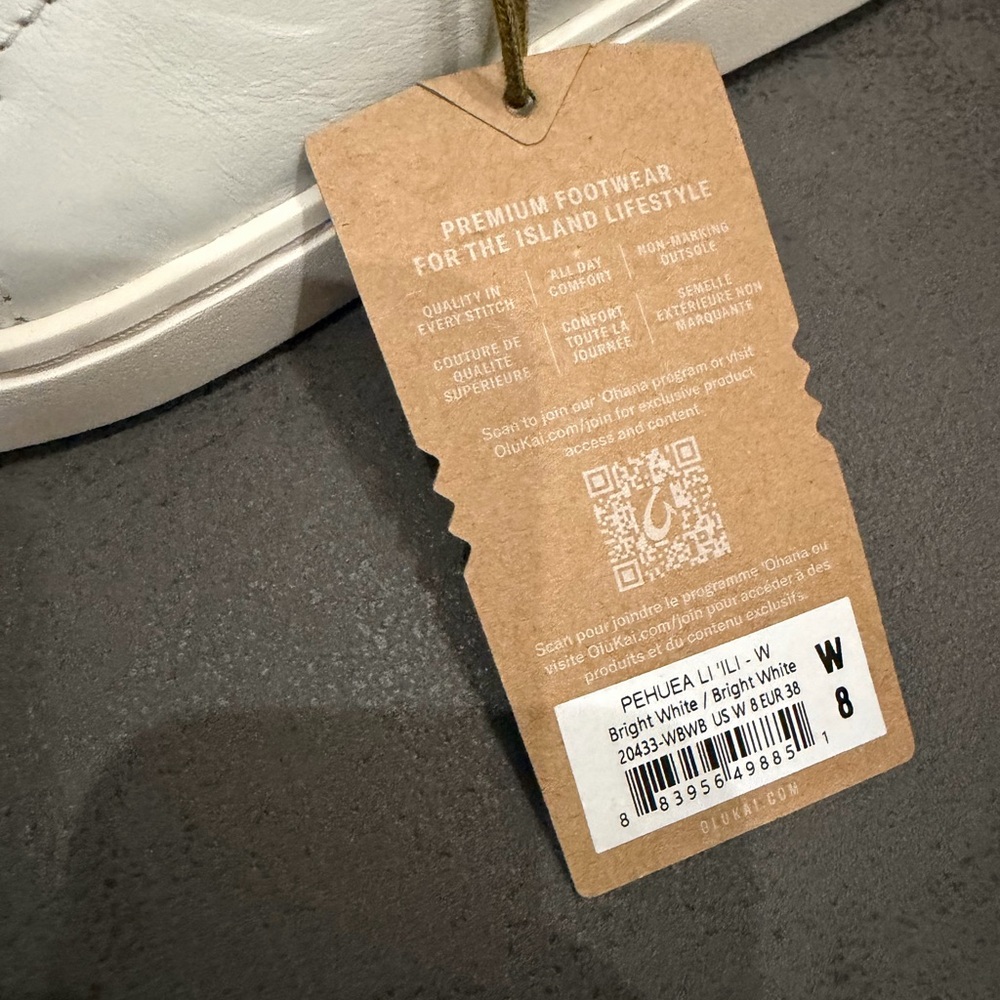 OluKai Pehuea Li Ili White Leather Women’s Slip On In Sneakers Shoes 8 8.5 New - Picture 6 of 10